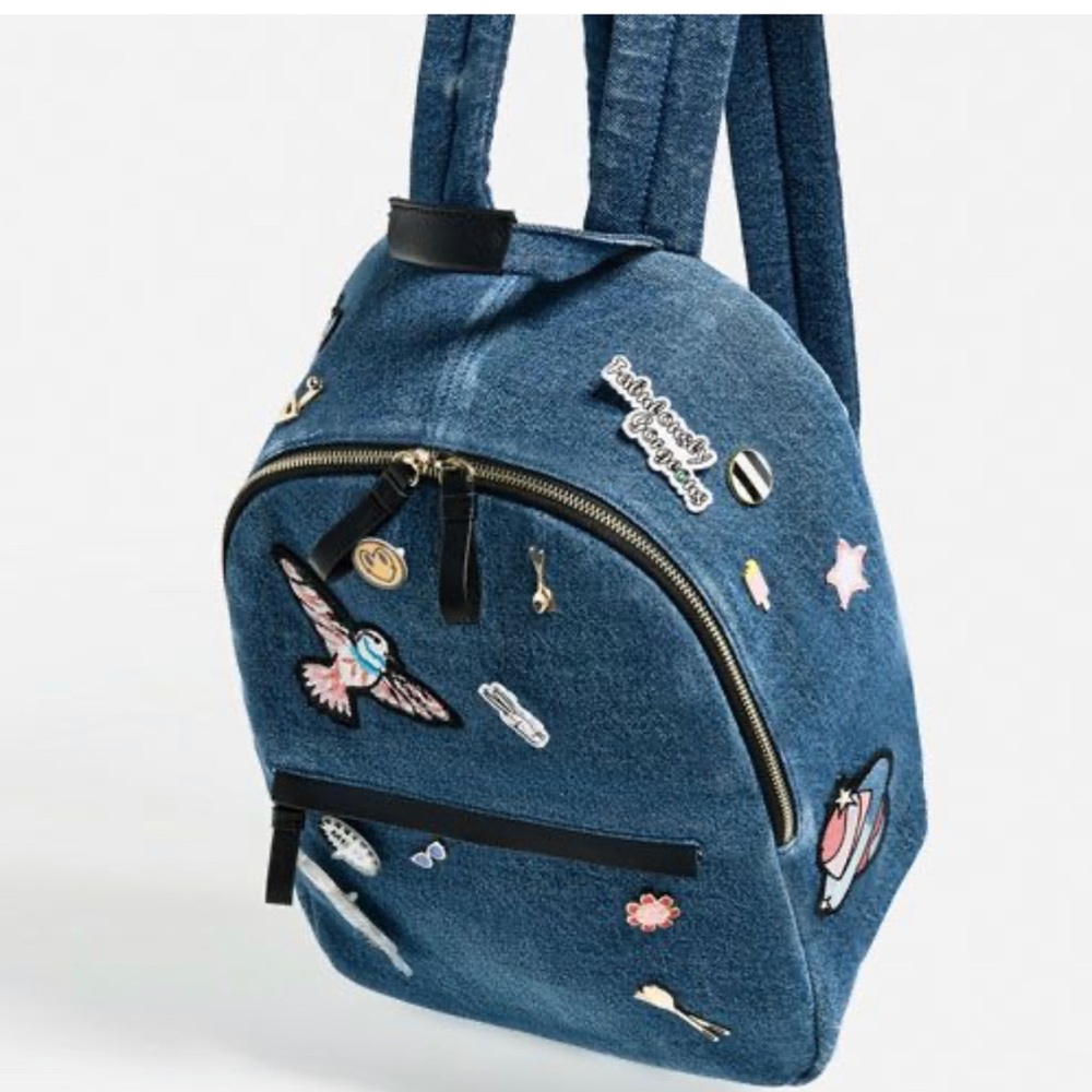 Zara denim patchwork backpack